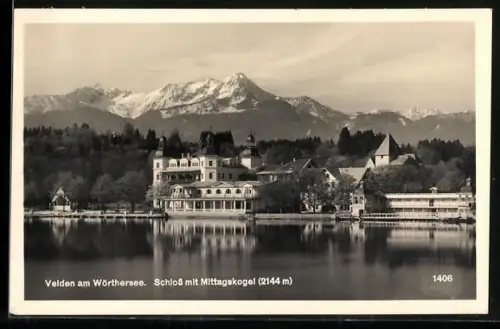 AK Velden am Wörthersee, Schloss mit Mittagskogel