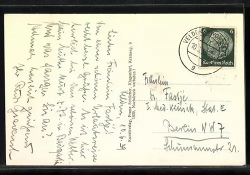 AK Velden am Wörthersee, Schloss mit Mittagskogel