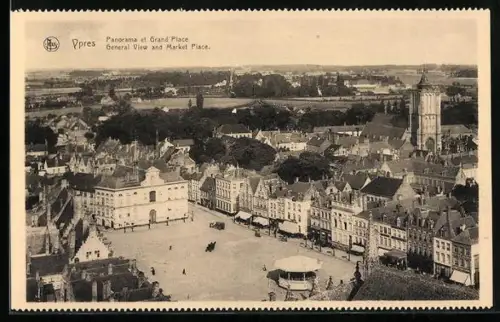 AK Ypres, Panorama et Grand`Place