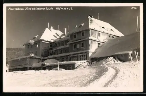 AK Neue Schlesische Baude, Winterpartie