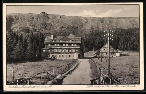 AK Schlingelbaude, Ansicht mit Blick nach der Prinz Heinrich Baude