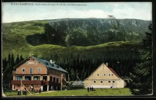 AK Schlingelbaude mit Prinz Heinrichbaude
