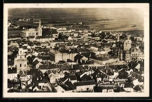 AK Korneuburg, Ortsansicht vom Flugzeug aus