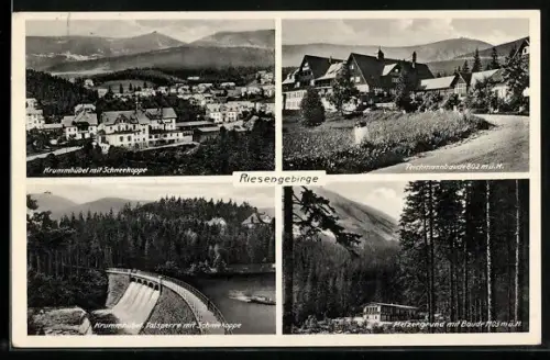 AK Krummhübel /Riesengebirge, Talsperre mit Schneekoppe