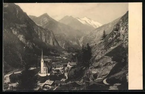 AK Heiligenblut, Ortsansicht mit Bergpanorama