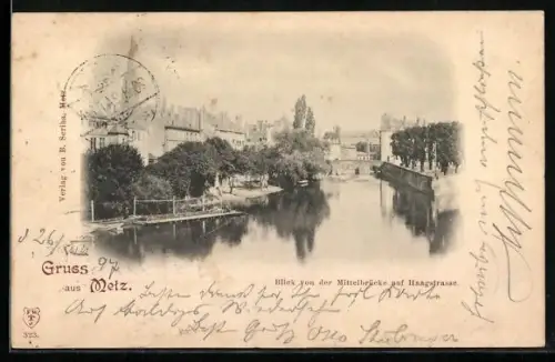 AK Metz, Blick von der Mittelbrücke auf die Haagstrasse