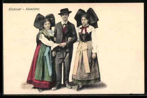 AK Elsässer in Tracht, französische Volkstypen