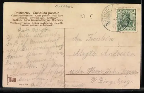 AK weisse Mäuse mit einer Weizenähre