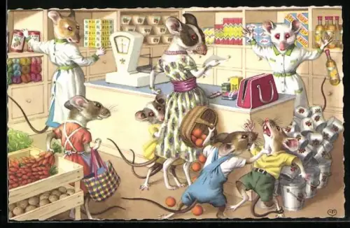 AK Mutter Ratte kauft im Supermarkt ein