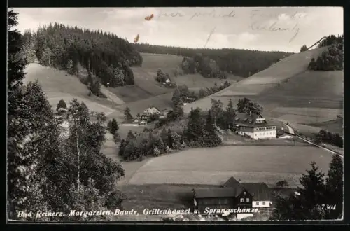 AK Bad Reinerz, Margareten-Baude, Grillenhäusel und Sprungschanze
