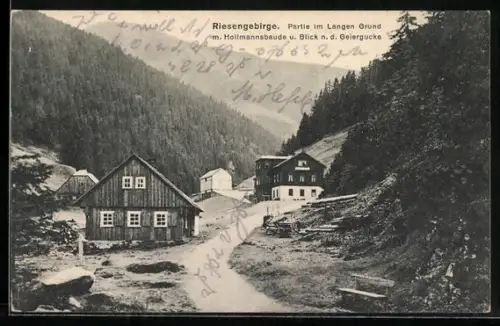 AK Langer Grund /Riesengeb., Partie im Langen Grund mit Hollmannsbaude und Geiergucke