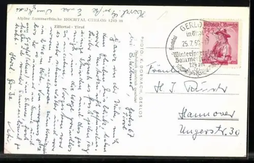 AK Gerlos, Strasse im Ort mit Heim-Egger-Häusl