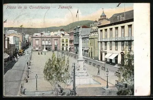 AK Tenerife, Plaza de la Constitucion, Strassenbahn