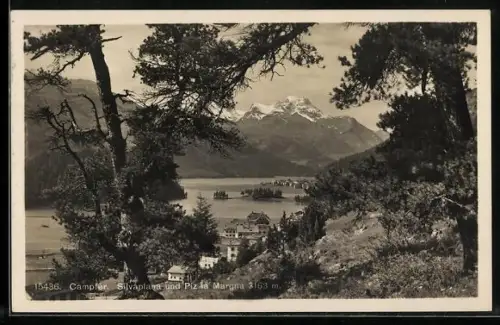 AK Campfer, Blick auf Silvaplana und Piz la Margna