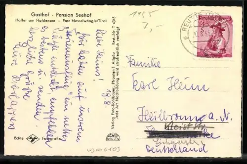 AK Nesselwängle, Haller am Haldensee, Gasthof-Pension Seehof