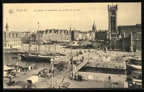 AK Oostende, De Statie en gezicht op den ingang der Stad