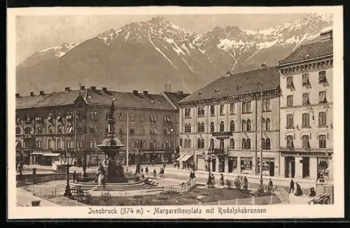 AK Innsbruck, Margarethenplatz mit Rudolphsbrunnen