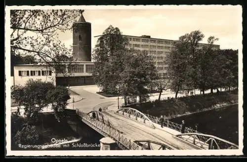 AK Oppeln, Regierungsgebäude und Schlossbrücke