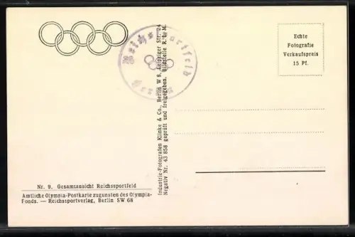 AK Berlin, Gesamtansicht des Reichssportfeldes, Olympiastadion