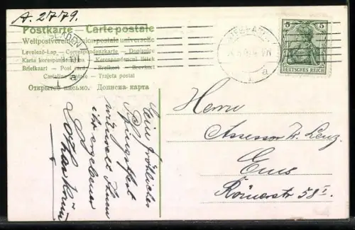 AK vermenschlichter Maikäfer mit Zylinder, Fliege und Gehstock