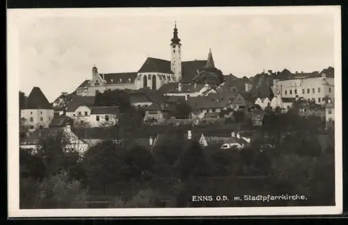 AK Enns, Teilansicht mit Stadtpfarrkirche