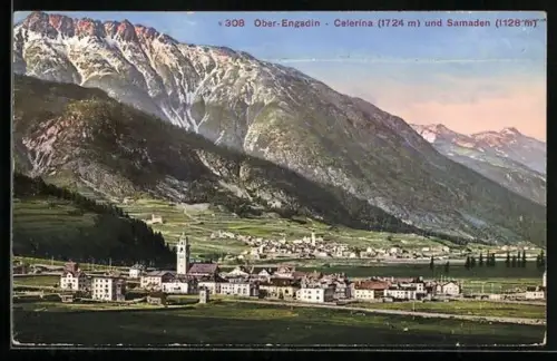 AK Celerina, Panorama mit Blick auf Samaden