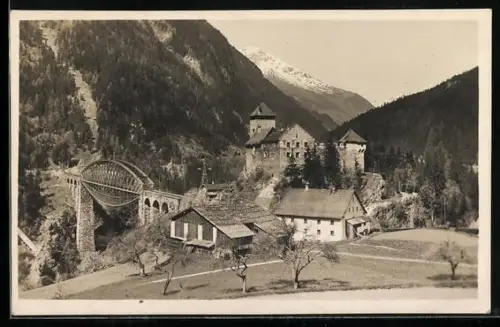 AK Wiesberg an der Arlberbahn, Schloss Wiesberg-Trisannabrücke