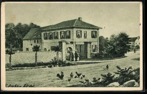 Künstler-AK Borsdorf, Zuflucht W. Liebknechts während des Sozialistengesetzes, 100 Jahre Deutsche Arbeiterbewegung