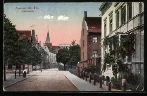 AK Sommerfeld /Ffo., Schulstrasse in der Dämmerung