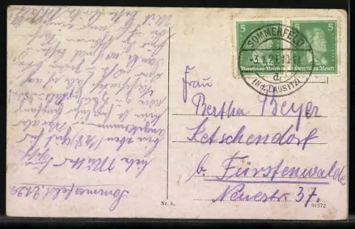 AK Sommerfeld /Ffo., Schulstrasse in der Dämmerung