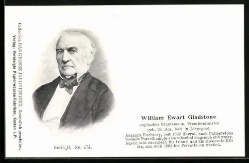 AK William Ewart Gladstone, UK-Premierminister
