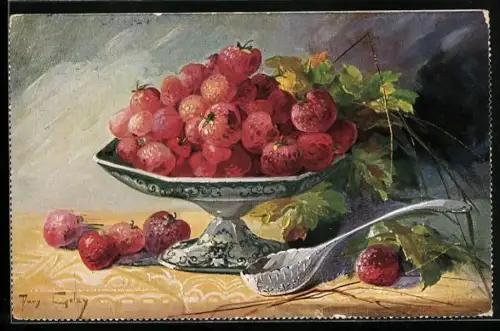 Künstler-AK Mary Golay: Stilleben mit Beeren