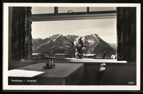 AK Wankhaus, Ausblick aus einem Fenster der Berghütte