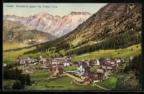 AK Pontresina, Ortsansicht mit der Cresta mora