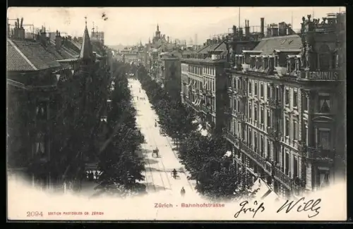 AK Zürich, Bahnhofstrasse um 1900