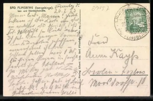 AK Bad Flinsberg, Iser- und Steinbachstrasse aus der Vogelschau