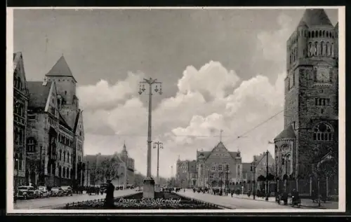 AK Posen / Poznan, Strassenpartie an der Schlossfreiheit