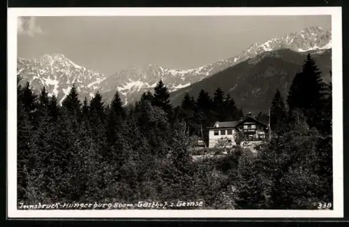 AK Innsbruck, Hungerburg, Gasthof zur Gemse mit Bergpanorama
