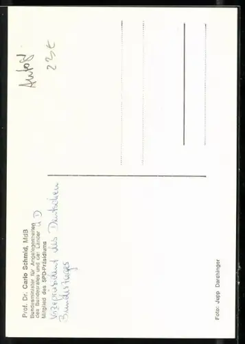 AK Prof. Dr. Carlo Schmid, Mitglied des SPD-Präsidiums