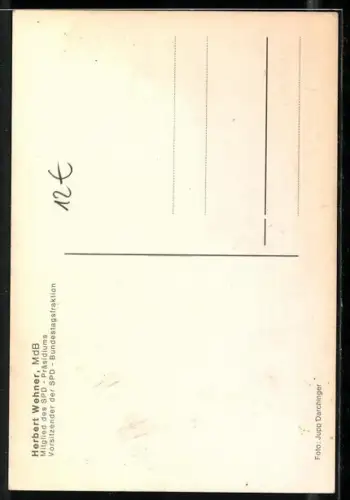 AK Portrait Herbert Wehner, Mitglied des SPD-Präsidiums