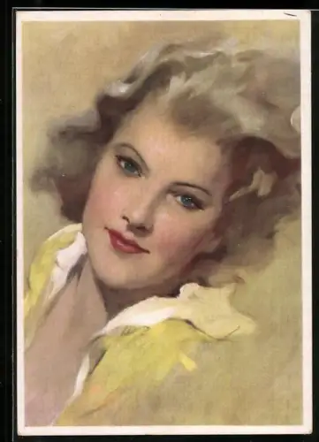 AK Portrait einer blonden Schönheit, Art Deco