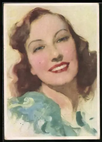 AK Junge Frau mit rotem Haar, Portrait im Art Deco-Stil