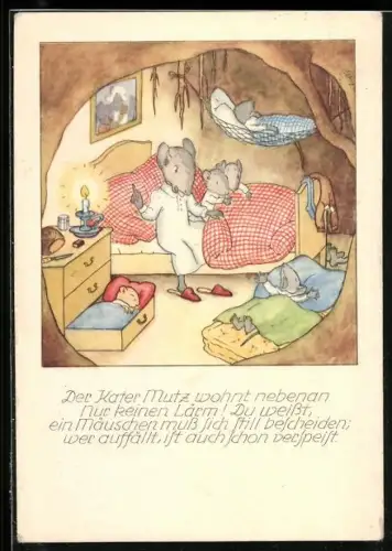 AK Maus warnt Mäusekinder vor dem Kater Mutz