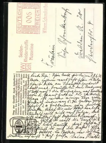 Künstler-AK W.I.: Kleinkinder beim Ringelreihen, Reklame für Indanthren Textilien