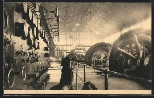 AK Elisabethville, Usine Métallurgique de l`U. M., Vue intérieure de la Centrale Electrique