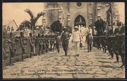 AK Stanleyville, Ecole des Frères, Après le Te Deum Le Duc de Brabant quittant la Cathédrale