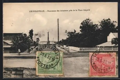 AK Léopoldville, Monument des Aviateurs près de la Place Léopold