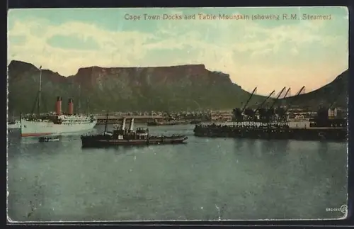 AK Cape Town, Docks and Table Mountain, R.M. Steamer