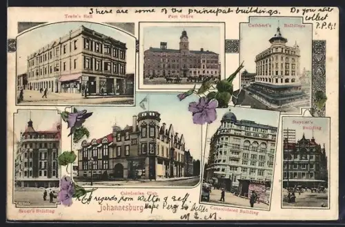AK Johannesburg, Caledonian Club, Post Office, Trade`s Hall, Sauer`s Building