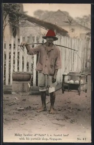 AK Singapore, Malay hawker of Satte with his portable shop